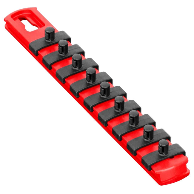 Ernst 8411 8-Inch Socket Organizer with 9 3/8-Inch Twist Lock Clips, Red