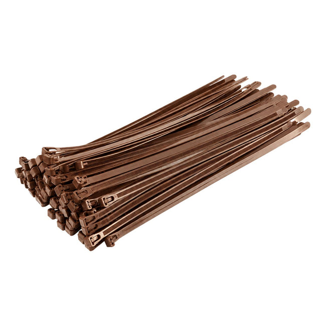 Brown Releasable Cable Ties 250mm x 7.6mm, Pack of 100 – Strong Zip Ties