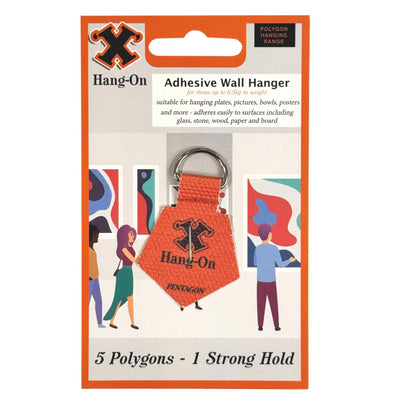 X Hang-On Adhesive Wall Plate Hanger 35mm (Pentagon)  For Plates, Pictures Etc