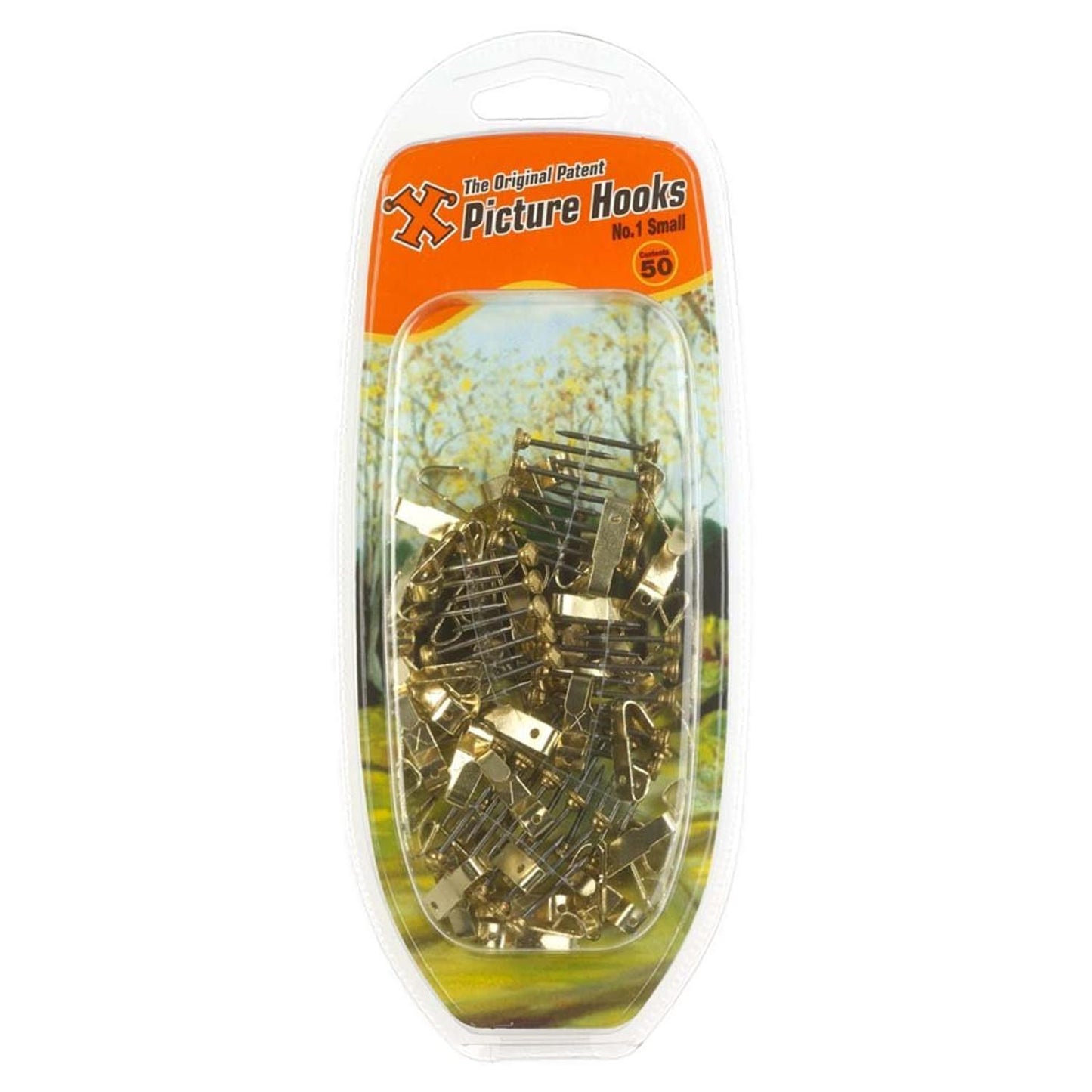 X-Hooks No.1 Small Brass Plated Picture Hooks (Pack of 50)