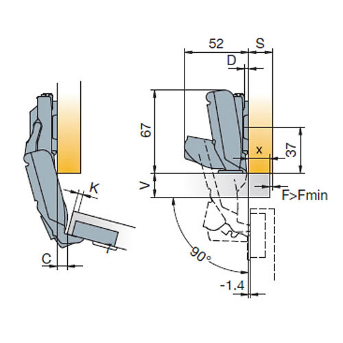 Titus T-Type 170° Full Overlay Hinge Soft Close 701-0ET0-054