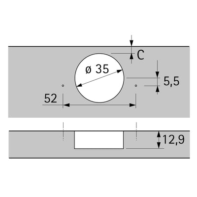 Hettich Sensys 8639i W30 Overlay Corner Cabinet Hinge 95 Degree 9088016