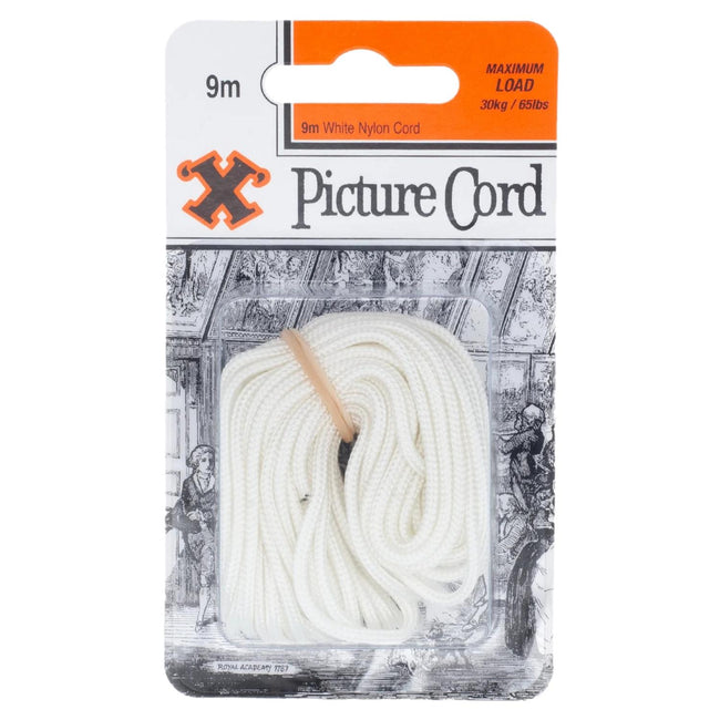 X-Hooks Picture Hanging Picture Cord White 9m