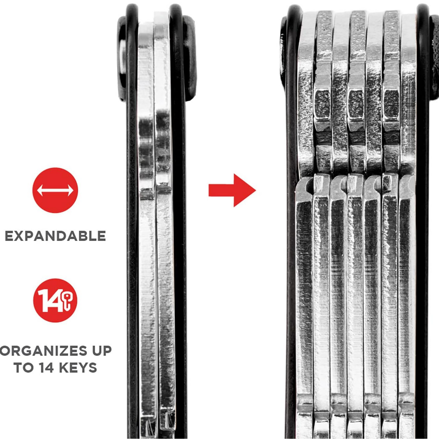 KeySmart Original Compact Key Holder Forged Fibre Carbon Red 