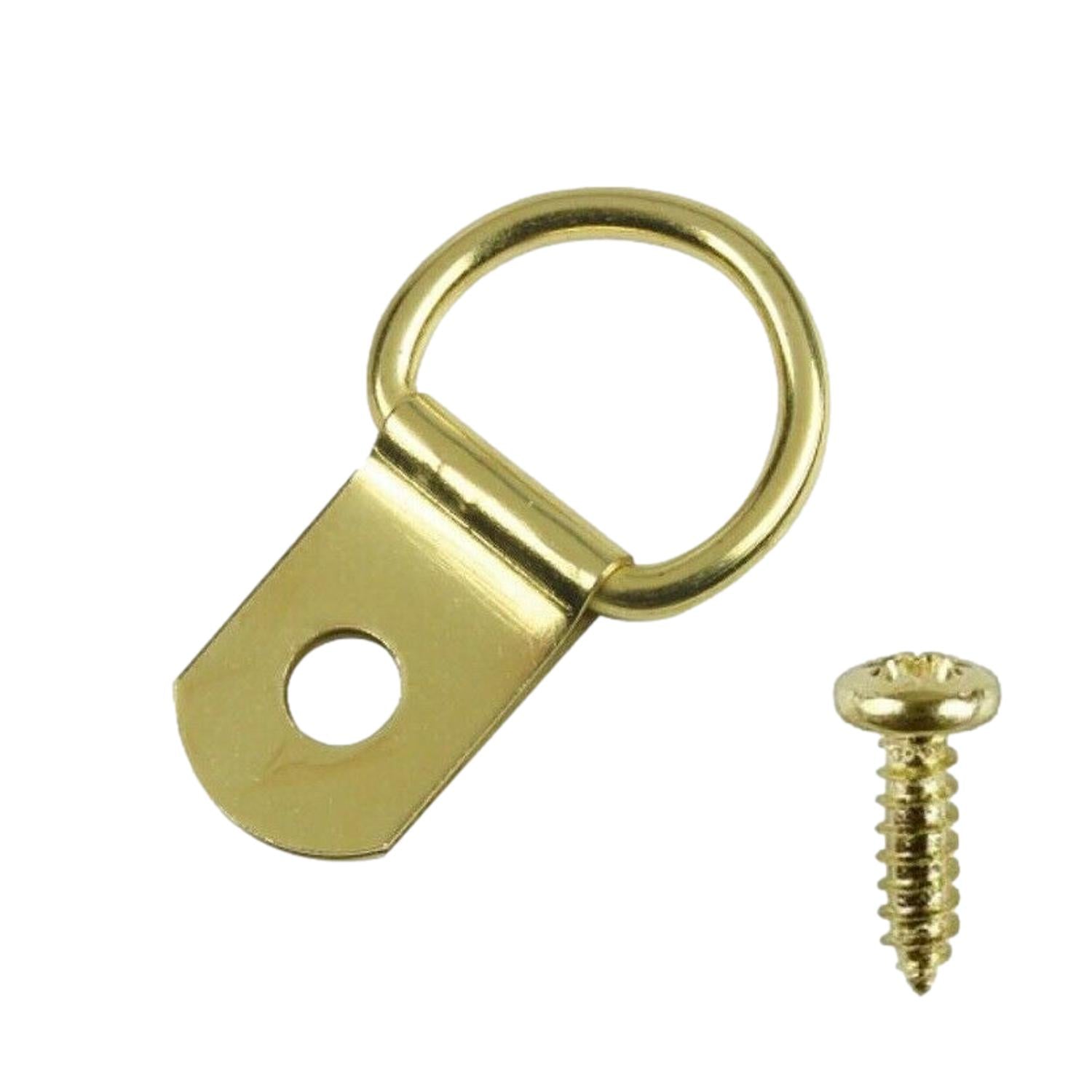 Taskar Brass Picture Hanging D Rings & Screws 10 Pack Go Hardware