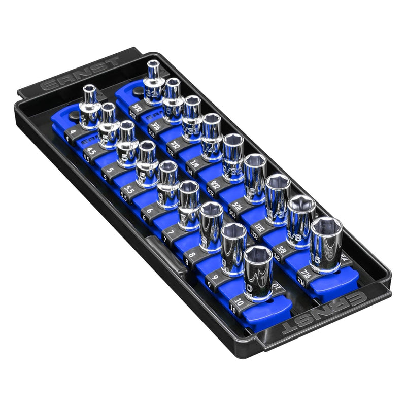 Ernst 8555 1/4" Socket Boss Storage Organiser 2-Rail Twist Lock 8" Blue