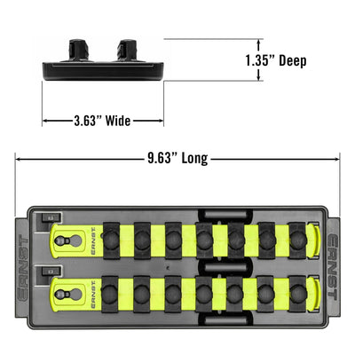 Ernst 8563HV 1/2" Socket Boss Storage Organiser 2-Rail Twist Lock 8" Hi-Viz