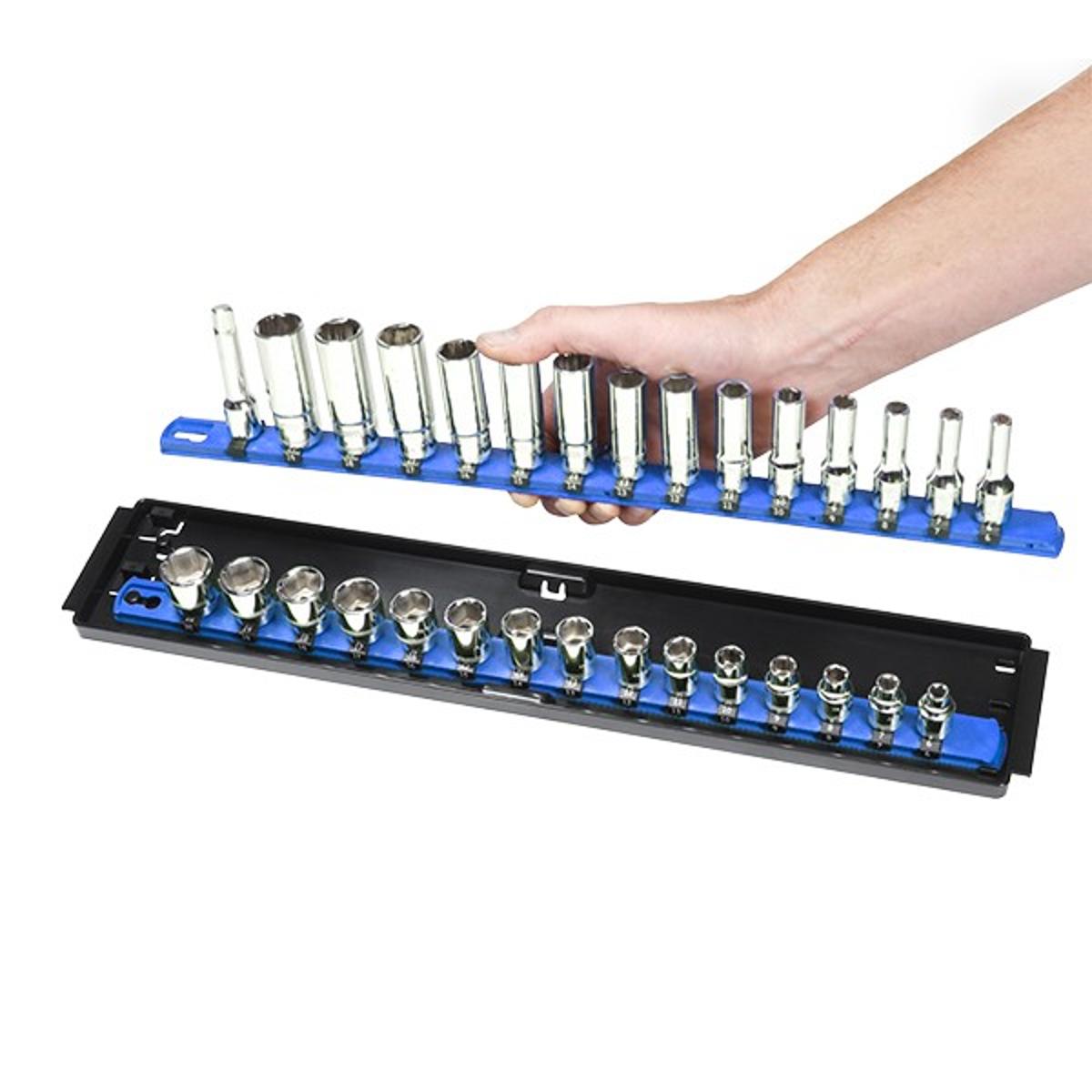 Ernst 8456 3/8" Socket Boss® Storage Organiser 2-Rail Twist Lock 18” Blue