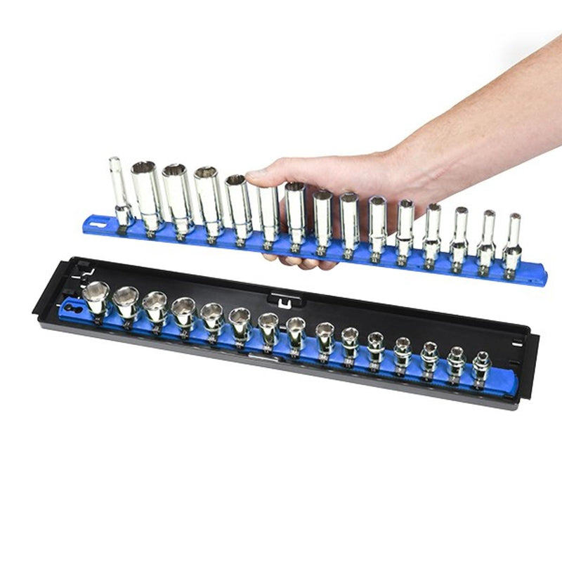 Ernst 8456 3/8" Socket Boss® Storage Organiser 2-Rail Twist Lock 18” Blue
