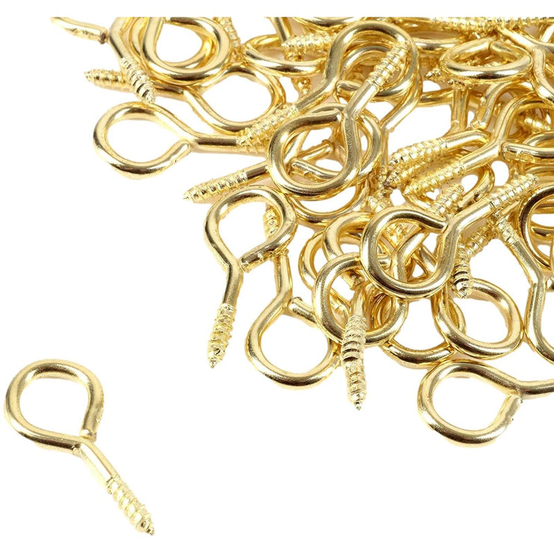 Taskar 16mm Brass Screw Eye Hooks (100 Pack)