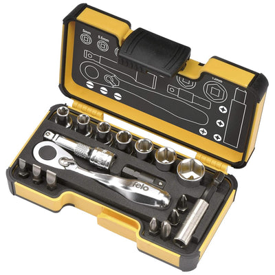 Felo Mini Ratchet Socket Bit Set XS Strongbox 18 Piece