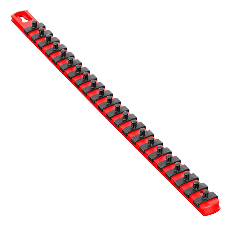 Ernst 8400M 18" Magnetic Socket Organizer with 22 1/4-Inch Twist Lock Clips, Red