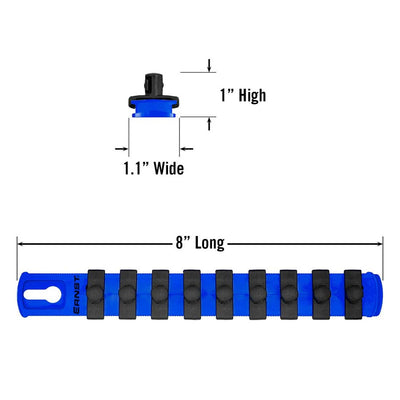 Ernst 8408 8" Socket Organizer with 9 3/8" Twist Lock Clips, Blue