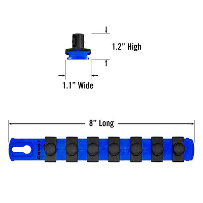 Ernst 8409M 8" Magnetic Socket Organizer with 7 1/4" Twist Lock Clips, Blue