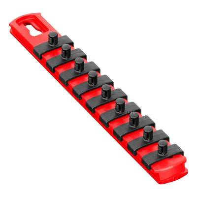 Ernst 8410M 8" Magnetic Socket Organizer with 9 1/4" Twist Lock Clips, Red