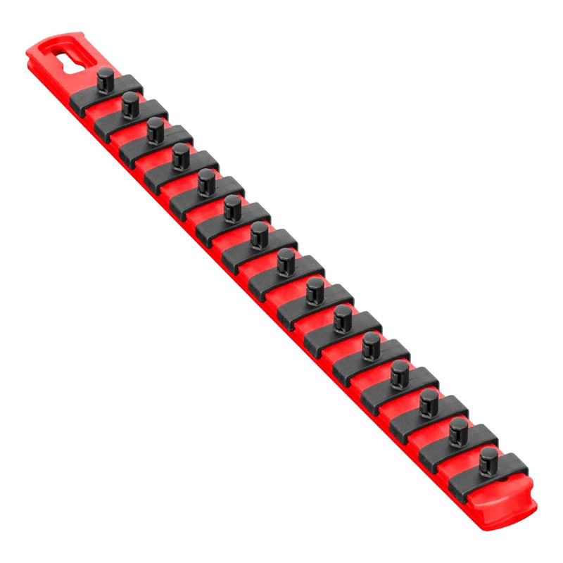 Ernst 8414M 13" Magnetic Socket Organizer with 15 1/4" Twist Lock Clips, Red