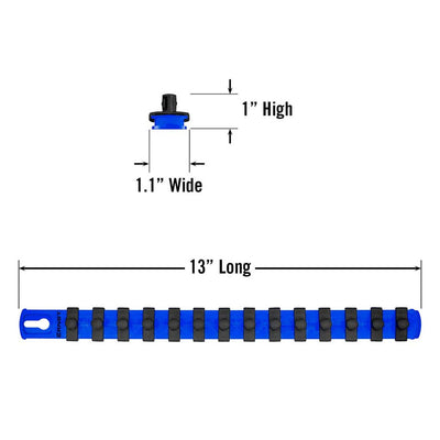 Ernst 8418M 13" Magnetic Socket Organizer with 14 3/8" Twist Lock Clips, Blue