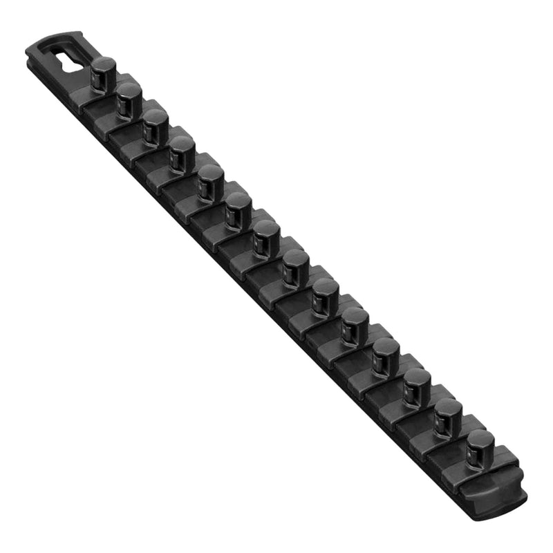 Ernst 8424M 13" Magnetic Socket Organizer with 14 3/8" Twist Lock Clips, Black