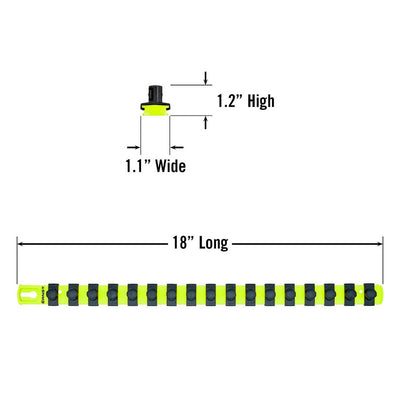 Ernst 8436HV 18" Socket Organizer with 17 1/2-Inch Twist Lock Clips, High-Visibility