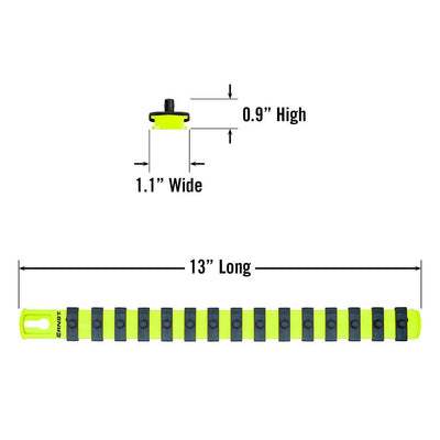 Ernst 8437HV 13" Socket Organizer with 15 1/4" Twist Lock Clips, High Visibility