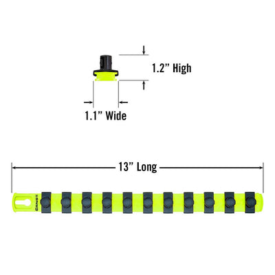 Ernst 8439HV 13" Socket Organizer with 11 1/2" Twist Lock Clips, High Visibility