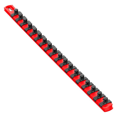 Ernst 8401M 18" Magnetic Socket Organizer with 18 3/8-Inch Twist Lock Clips, Red