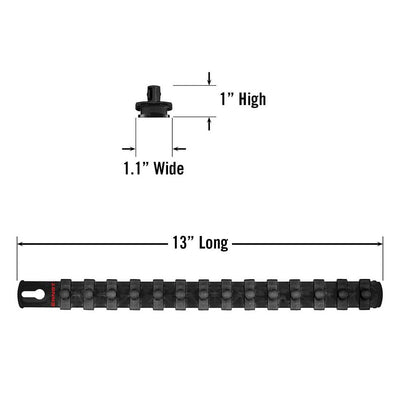 Ernst 8424M 13" Magnetic Socket Organizer with 14 3/8" Twist Lock Clips, Black