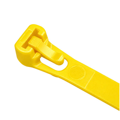 Yellow Releasable Cable Ties 250mm x 7.6mm, Pack of 100 – Strong Zip Ties