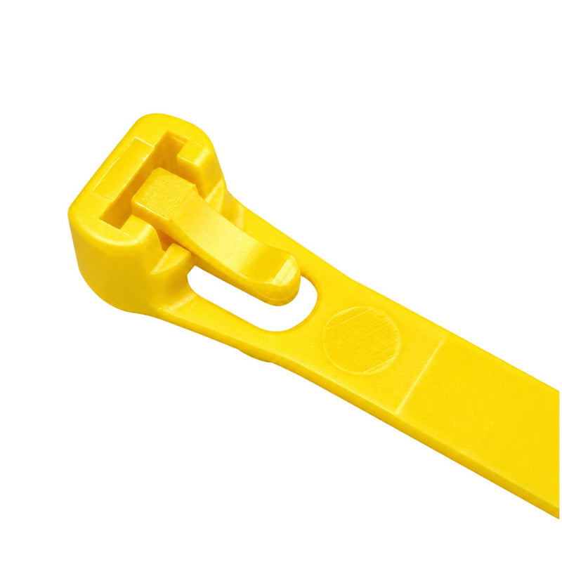 Yellow Releasable Cable Ties 250mm x 7.6mm, Pack of 100 – Strong Zip Ties