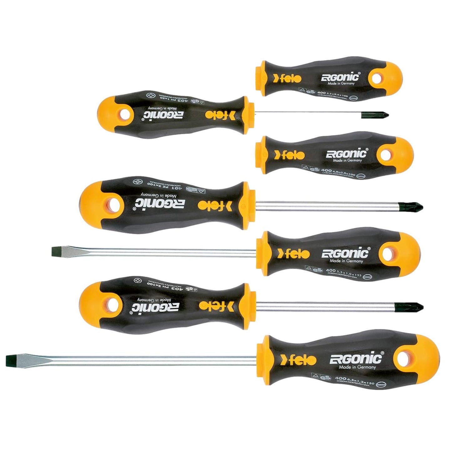Felo Screwdriver Ergonic Slotted/Phillips/Pozi 7 Piece Set 