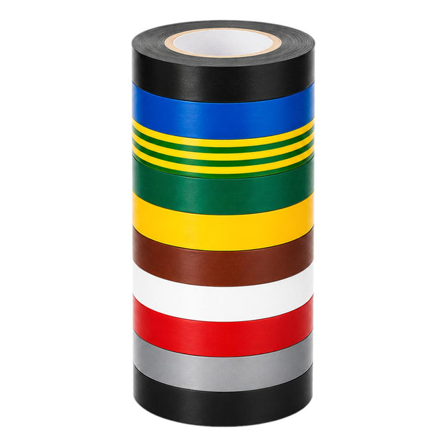 Electrical Insulation Tape PVC Flame Retardant 10 Roll Multi Pack 19mm x 33m