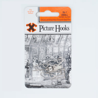 X Picture Hooks Nickel Plated + Pins No.1 Pack of 5 Chrome/Silver