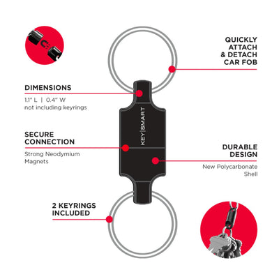 KeySmart MagConnect Magnetic Keyring Quick Connect Black