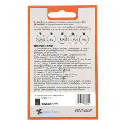 X Hang-On Adhesive Wall Plate Hanger 35mm (Pentagon)  For Plates, Pictures Etc