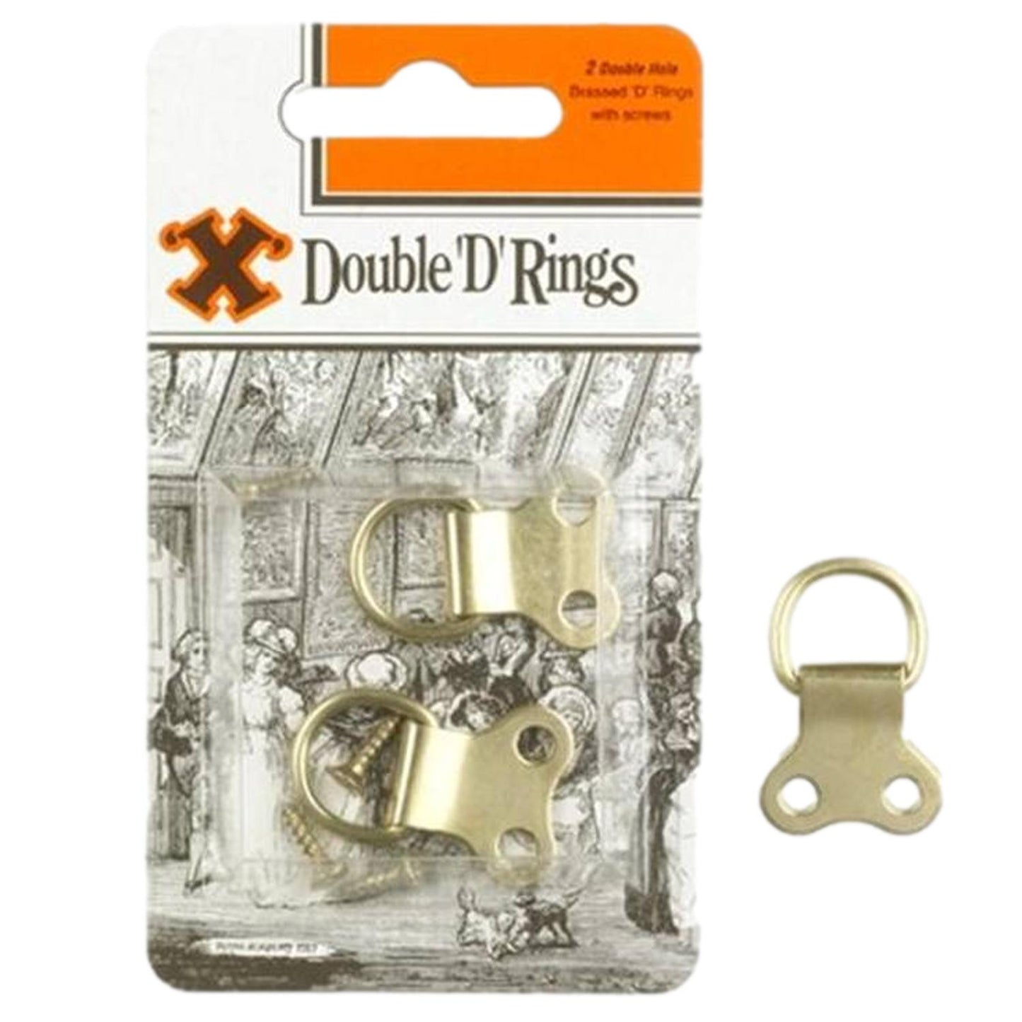 X-Hooks Brass Double D Rings For Picture Frames (2 Pack) 