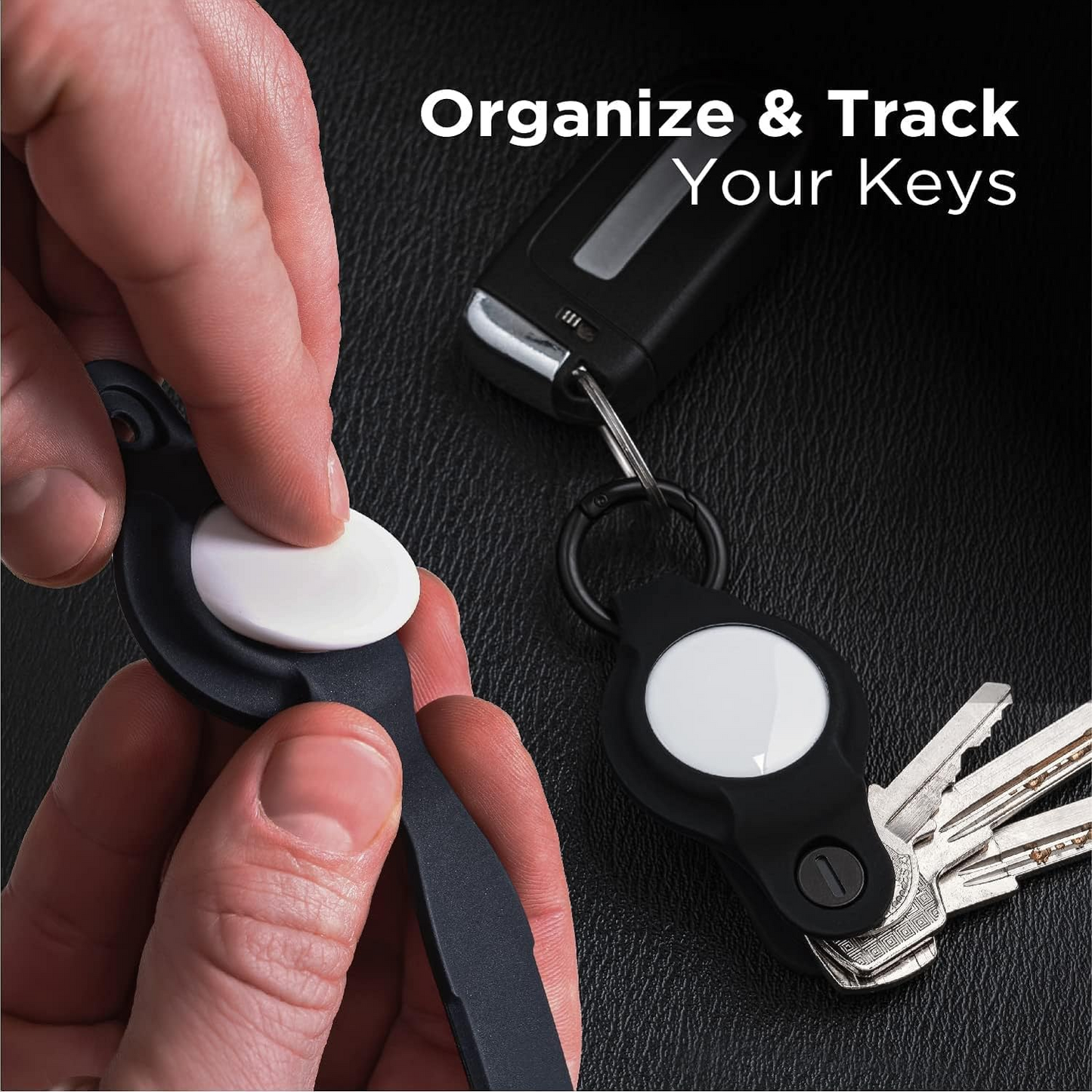 KeySmart Air Flex Keyring Key Holder Organiser Silicone Black For Apple Airtag