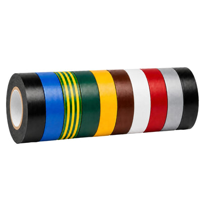 Electrical Insulation Tape PVC Flame Retardant 10 Roll Multi Pack 19mm x 33m