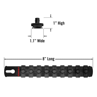 Ernst 8427 8" Socket Organiser with 9 3/8" Twist Lock Clips, Black