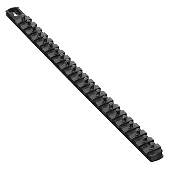 Ernst 8420 18" Socket Organiser with 22 1/4-Inch Twist Lock Clips, Black