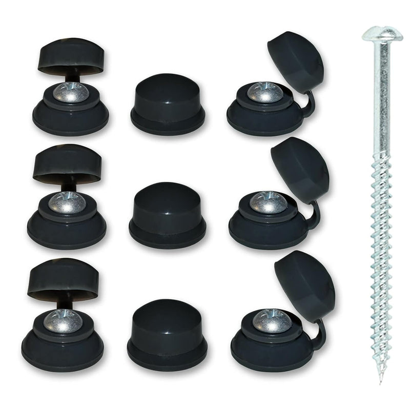 Black Roofing Strap Caps & 2" Woodscrews (100 Pack)