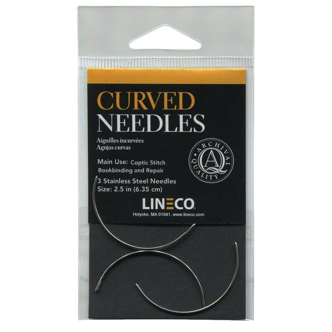 Lineco Curved Book Binding Needles Stainless Steel 6.3cm (2.5") 3 Pack