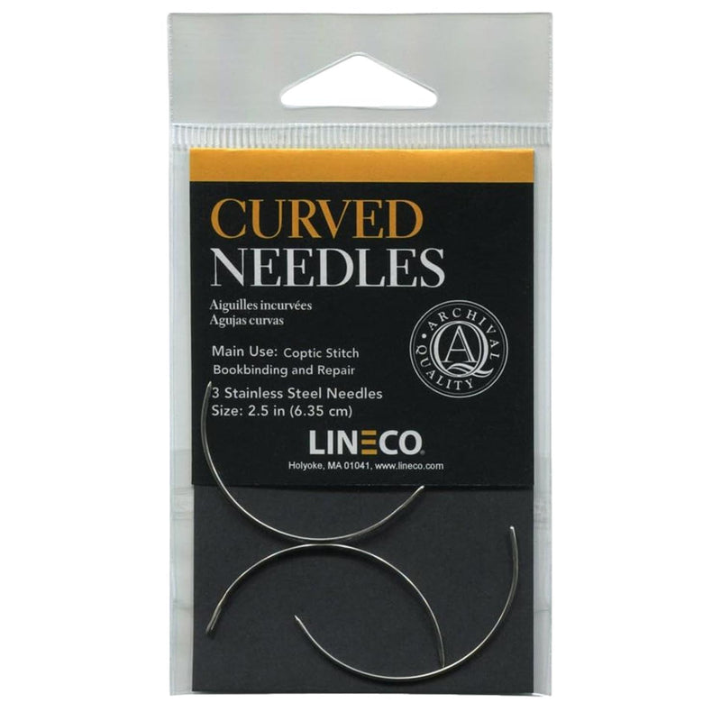 Lineco Curved Book Binding Needles Stainless Steel 6.3cm (2.5") 3 Pack