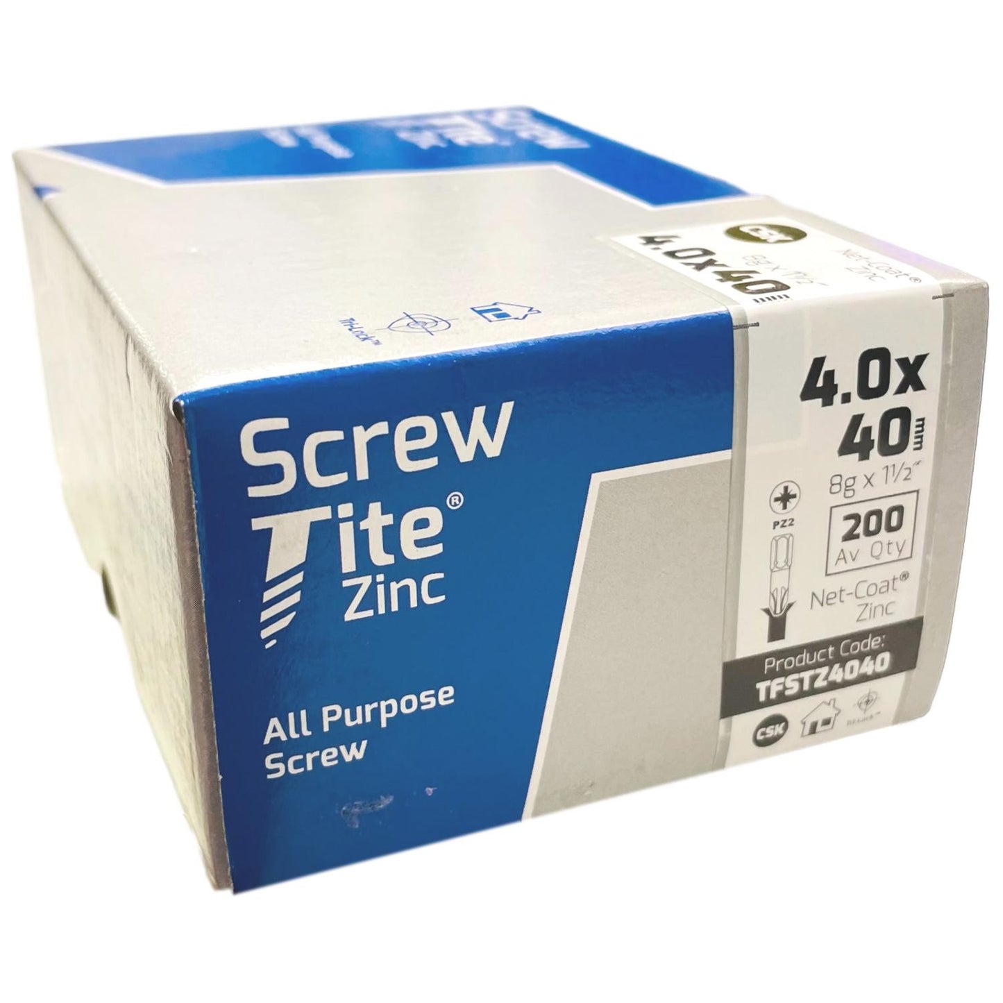 Screw-Tite Pozi Countersunk Zinc Plated Screws 4mm x 40mm 200 Pack