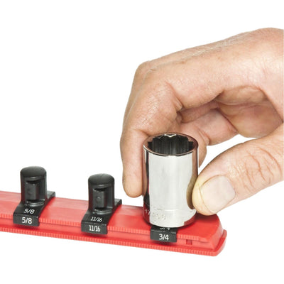 Ernst 13-Inch Socket Rail Organizer with 14 3/8-Inch Twist Lock Clips, Red (8415)