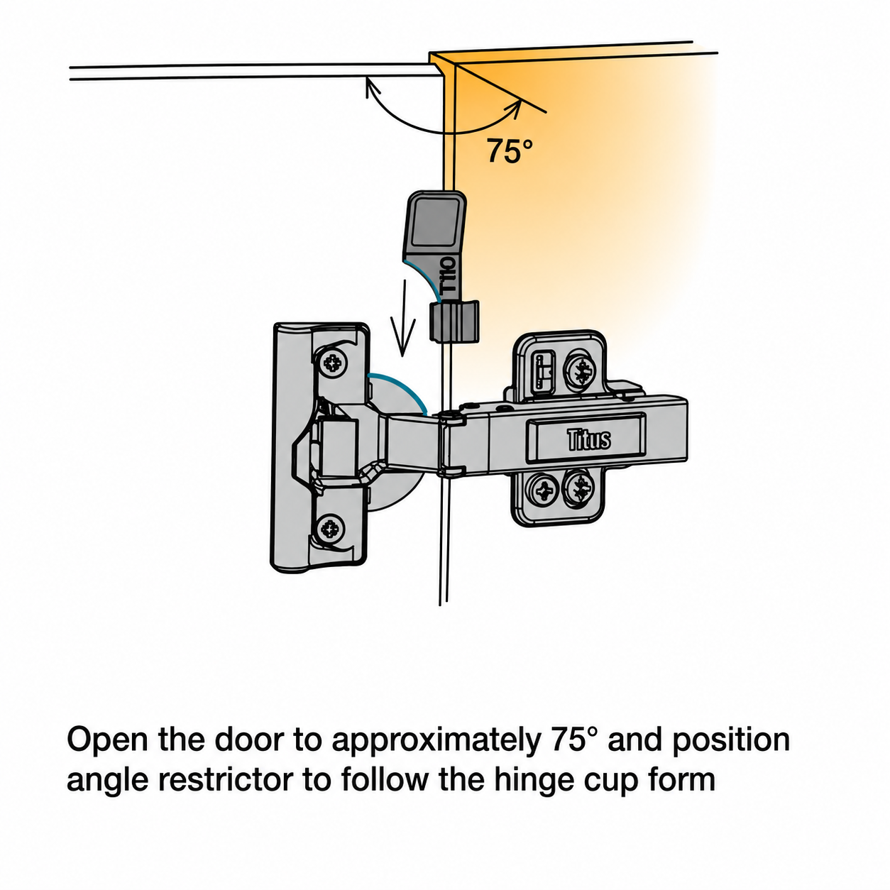 Titus Hinge Opening Angle Restrictor 80° T-Type Hinges