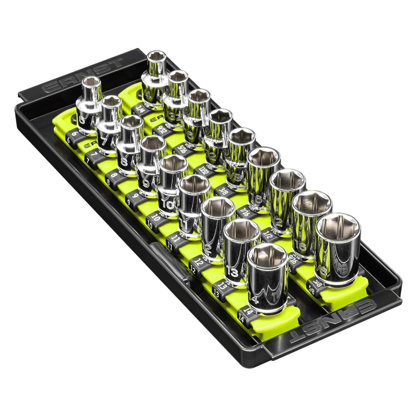 Ernst 8562HV 3/8" Socket Boss Storage Organiser 2-Rail Twist Lock 8" Hi-Viz