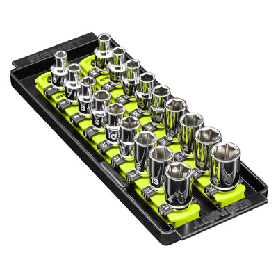 Ernst 8562HV 3/8" Socket Boss Storage Organiser 2-Rail Twist Lock 8" Hi-Viz