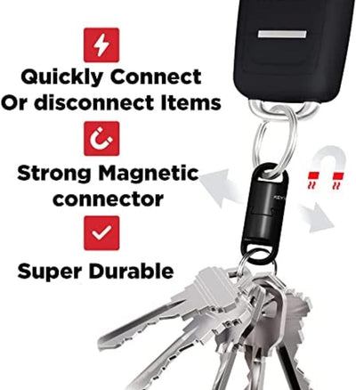 KeySmart MagConnect Pro Locking Magnetic Keyring Quick Connect Black