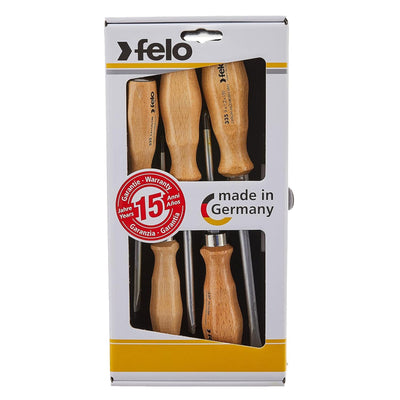 Felo Screwdriver Wooden Handle Slotted/Philips 5 Piece Set 
