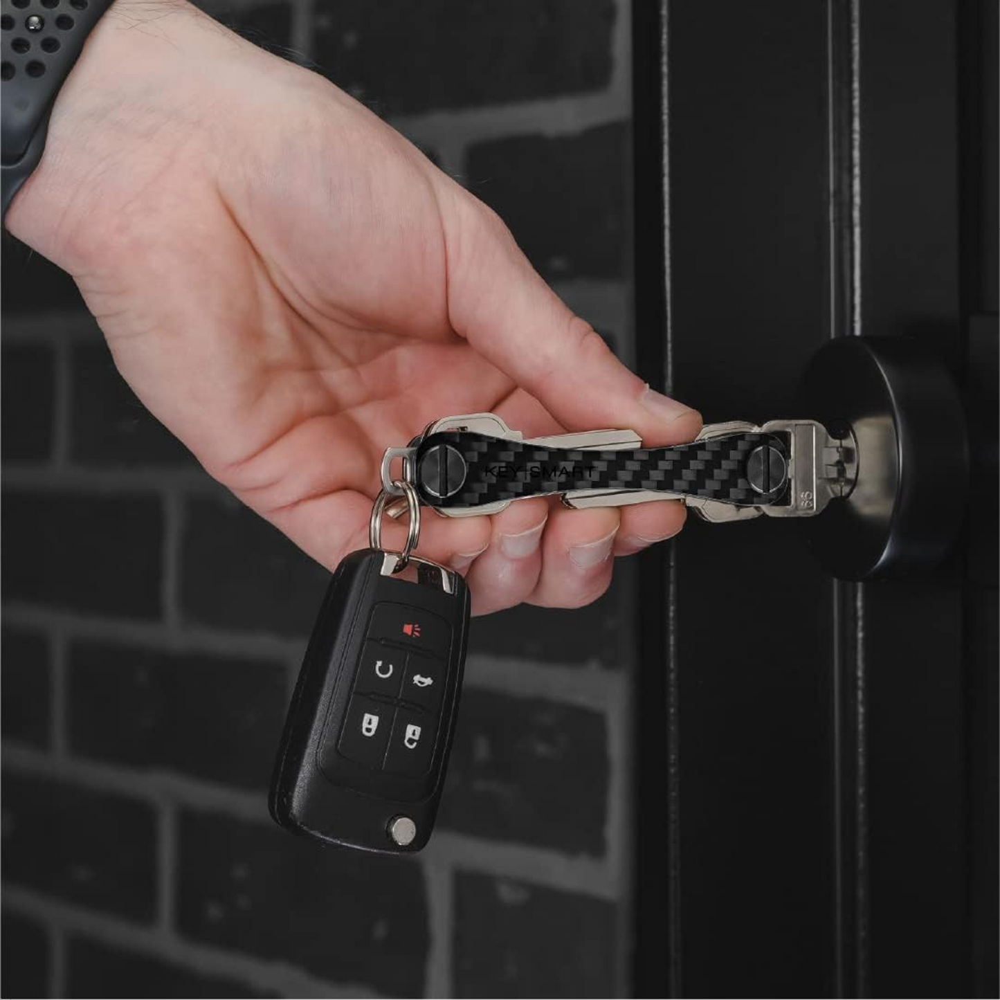 KeySmart Original Compact Key Holder Carbon Fiber 3K Weave 